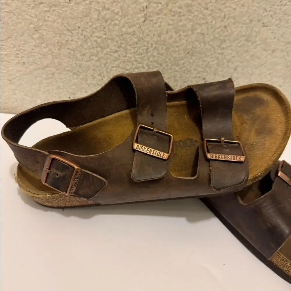 Birkenstock Dark Brown MILANO unisex SANDAL,HABANA,42  (US MENS 9 US WOMENS 11)